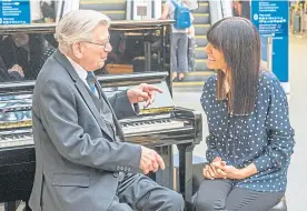  ?? ?? Harry Hussey with show host Claudia Winkleman at St Pancras.