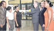  ??  ?? Bryan Brown (left), co-chair - Expo 2017; Ayanna Kirton (second left), Yello Media Jamaica; T’Shura Gibbs, president of the Montego Bay Chamber of Commerce and Industry; Councillor Homer Davis, Mayor of Montego Bay (partially hidden); and Joy Clarke,...