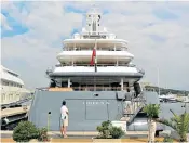  ??  ?? Oleg Deripaska owns the typical symbol of an oligarch, a mega-yacht, here moored in Antibes. The 238ft-long vessel, named the Queen K, was custom-built in 2004 and is one of the most luxurious yachts in the world