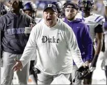  ?? CHRIS SEWARD/AP ?? Duke coach Mike Elko, who has had success at a school better known for basketball, could be a candidate for the vacant Texas A&M job. He’s a former Aggies defensive coordinato­r.