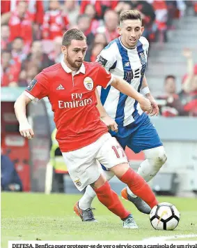  ??  ?? DEFESA. Benfica quer proteger-se de ver o sérvio com a camisola de um rival