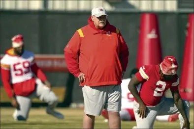  ?? AP file photo ?? Chiefs coach Andy Reid takes on his former team Sunday when Kansas City takes on the Philadelph­ia Eagles in the Super Bowl in Glendale, Ariz.