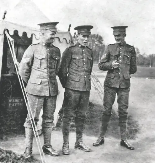  ?? TORONTO SCOTTISH REGIMENT ARCHIVES ?? Company Sgt. Maj. Alexander Mcvean, left, was lying in an unmarked grave until this past year.