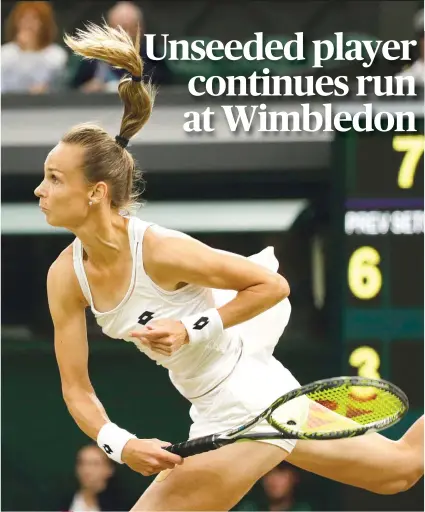  ?? AP FOTO ?? DREAMS COME TRUE. Magdalena Rybarikova has been dreaming of making it to the Wimbledon semifinal since she was a little girl. Yesterday, it happened after she beat CoCo Vandeweghe to book a slot to the semifinal.