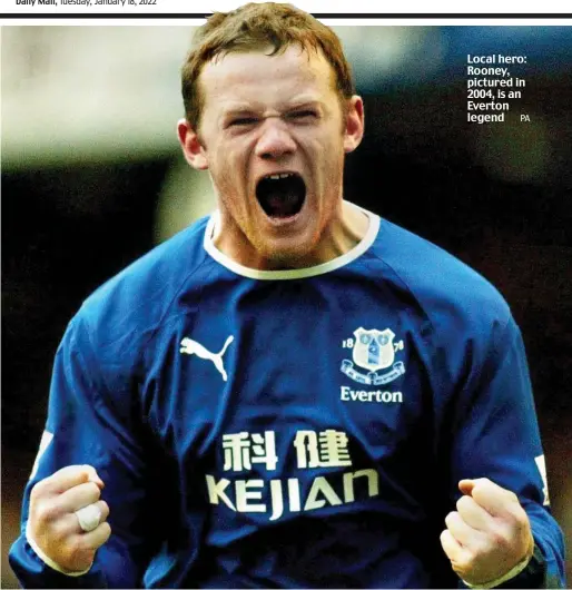  ?? PA ?? Local hero: Rooney, pictured in 2004, is an Everton legend