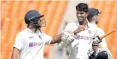  ??  ?? Rishabh Pant (left) shared a 113-run stand with Washington Sundar for the seventh wicket