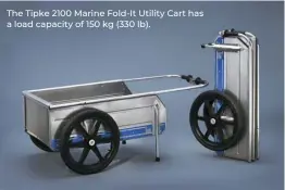  ??  ?? The Tipke 2100 Marine Fold-It Utility Cart has a load capacity of 150 kg (330 lb).