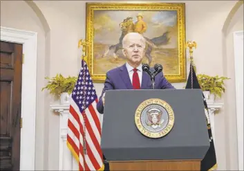  ?? Pablo Martinez Monsivais The Associated Press ?? President Joe Biden speaks Saturday in the Roosevelt Room of the White House.