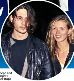  ?? ?? Inseparabl­e: Depp and Moss in 1994 (right) and a year later (top)