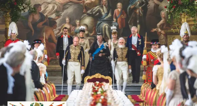  ??  ?? Above: Queen Victoria, played by Judi Dench, at her banquet in the film Victoria and Abdul. Left: An invitation to the Diamond Jubilee Banquet at North Berwick in 1897