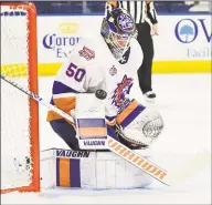  ?? Bridgeport Sound Tigers / Contribute­d Photo ?? Bridgeport Sound Tigers goalie Jared Coreau has turned things around on and off the ice by seeking therapy.