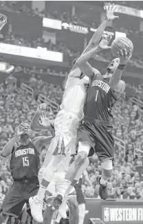  ?? Brett Coomer / Houston Chronicle ?? In Game 6, the Rockets will need more out of forward Trevor Ariza, right, who was 1-for-6 from the field (a 3-pointer) and scored six points in 42 minutes.