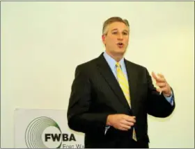  ?? LINDA FINARELLI/FOR THE REPORTER ?? STATE REP. Todd Stephens addresses the Fort Washington Business Alliance Feb.
20.