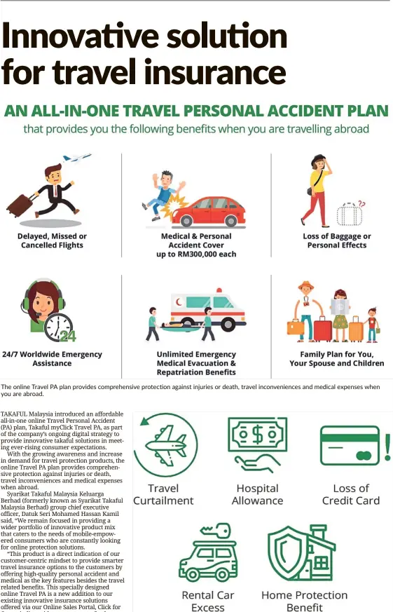  ??  ?? The online Travel PA plan provides comprehens­ive protection against injuries or death, travel inconvenie­nces and medical expenses when you are abroad. Travel with peace of mind.