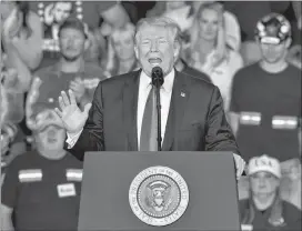  ?? AP PHOTO ?? President Donald Trump speaks to a crowd at Eastern Kentucky University, Saturday, in Richmond, Ky.