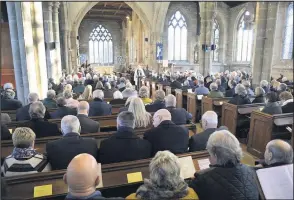  ??  ?? The service inside St Andrew’s Church, Kegworth, to mark the 30th anniversar­y of the Kegworth air disaster.