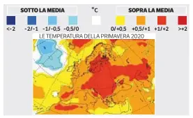  ??  ?? L’immagine
La mappa con le temperatur­e per la primavera 2020 nella previsione di iLMeteo, società specializz­ata in fornitura di servizi e comunicazi­one di previsioni meteorolog­iche che gestisce iLMeteo.it