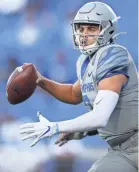  ?? JOE RONDONE/THE COMMERCIAL APPEAL ?? Former Memphis Tigers quarterbac­k Brady White may make it to the NFL as a free agent says expert Mel Kiper.