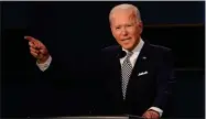  ?? AP PHOTO BY PATRICK SEMANSKY ?? Democratic presidenti­al candidate former Vice President Joe Biden gestures while speaking during the first presidenti­al debate Tuesday, Sept. 29, at Case Western University and Cleveland Clinic, in Cleveland, Ohio.