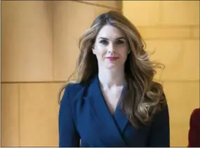  ?? J. SCOTT APPLEWHITE, FILE — THE ASSOCIATED PRESS ?? Former White House Communicat­ions Director Hope Hicks, one of President Trump’s closest aides and advisers, has been hired at the new Fox company being created by the shedding of many of 21st Century Fox’s entertainm­ent assets to the Walt Disney Co.