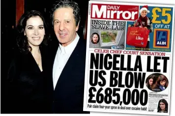  ??  ?? With her first husband, John Diamond, left, and her second, Charles Saatchi: the tabloids went wild over the case in which two former employees were accused of fraud.