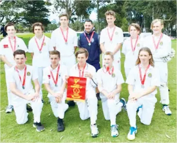  ??  ?? Marist Sion’s year eight cricket team finished runner up in School Sport Victoria cricket. Pictured back row from left Riley Ferguson, Sam Fusinato, Rhys Galvin, Jacques Augustin (Coach), Patrick Ireland, Thomas Wans, Matthew Roberts, front row Bryce Joyce, Vinnie Caia, Liam Serong (captain), Fintan Fox, Nathan Whitten.