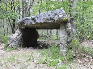  ?? | PHOTO : ARCHIVES OUEST-FRANCE ?? Le menhir nommé lit de la Gione, en forêt d’Andaine.