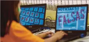  ?? AFP PIC ?? A pupil attending a lesson on fake news at a school in Sao Paulo, Brazil, recently.