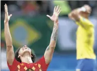  ?? PICTURE: AP/AFRICAN NEWS AGENCY (ANA) ?? Belgium’s Axel Witsel, centre, celebrates after the final whistle as Belgium defeated mighty Brazil in their quarter-final match at the World Cup in the Kazan Arena, Russia, on Friday. Belgium won the game 2-1.