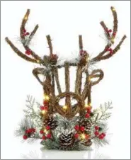  ?? MACY’S VIA AP ?? This shows fairy lights and snow-encrusted seasonal elements dressing up a deer’s head vine and berry table decoration from the Martha Stewart Collection at Macy’s.