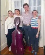  ?? ?? Laura Liu, Viola; Nina Lee, cello; Alex Goldberg, violin; Clara Neubauer, violin