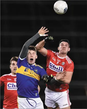  ??  ?? Thomas Clancy of Cork in action against Liam Casey of Tipperary during the Allianz Football League Division 2 Round 5 match at Semple Stadium in Thurles Photo by Sportsfile