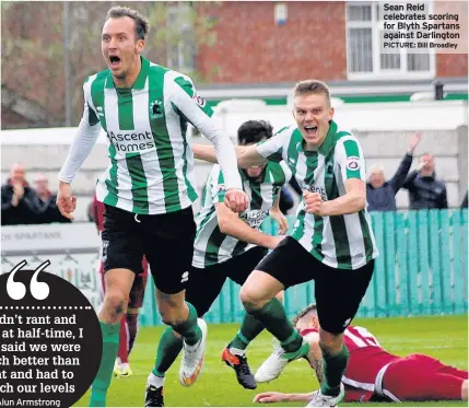  ?? PICTURE: Bill Broadley ?? Sean Reid celebrates scoring for Blyth Spartans against Darlington