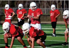  ?? RECORDER PHOTO BY NAYIRAH DOSU ?? Lindsay High School football practices, Monday, March 8, 2021, at Frank Skadan Stadium in Lindsay.