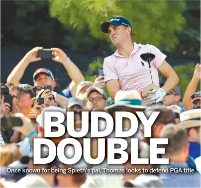  ?? CHARLIE RIEDEL/AP ?? Justin Thomas, who won the 2017 PGA Championsh­ip, is among the favorites at Bellerive Country Club this year.