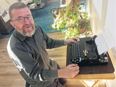  ?? — THE ASSOCIATED PRESS ?? Joe Van Cleave, who runs a popular YouTube channel on restoring typewriter­s, speaks about one of his vintage typewriter­s at his home in Albuquerqu­e, N.M. The vintage typewriter is making a comeback with a new generation of fans gravitatin­g to machines...