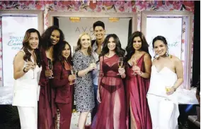  ??  ?? From left: Avon head of of fashion & home Anna Fernandez-Llamas, Wilma Doesnt, Hidilyn Diaz, Avon executive director for commercial marketing Agnieszka Isa, Daniel Matsunaga, Jennylyn Mercado, Tricia Centenera, Avon Fashion Intimate Apparel associate...