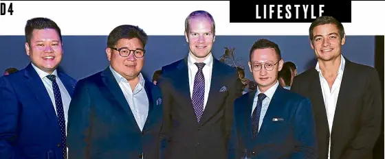  ??  ?? Montblanc Southeast Asia senior sales manager Nathanael Tan, SSI Group Inc. president Anton Huang, Montblanc Southeast Asia president Matthieu Dupont, Montblanc marketing manager Ben Goh, and Ben Wintle