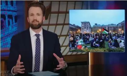  ?? Photograph: YouTube ?? Jordan Klepper on criticism of student protesters: ‘It’s quite a flip-flop for Republican­s to be telling New York college kids to go back to their woke ideology classes.’