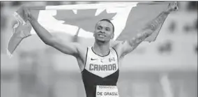  ??  ?? Andre De Grasse heeft zich met een hamstringb­lessure afgemeld voor de 100 meter WK atletiek. (Foto: Nusport)