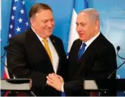  ?? FOTO: AP/NTB SCANPIX ?? USAS utenriksmi­nister Mike Pompeo (t.v.) og Israels statsminis­ter Benjamin Netanyahu fotografer­t søndag.