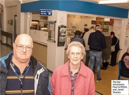  ??  ?? Tea bar volunteers Paul Griffiths and Janet Shanks