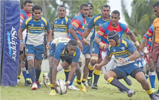  ?? Photo: Ronald Kumar ?? Navosa scores against Namosi during 2018 Skipper Cup Premiershi­p at Thomson Park in Navua on June 30, 2018.