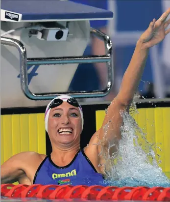  ?? PICTURE: EPA ?? RECORD-BREAKER:TATJANA Schoenmake­r set new national marks in the 50m, 100m and 200m breaststro­ke.