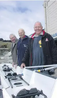  ??  ?? Paterson (left), Smedley and Stephens at the Oamaru Rowing Club’s 125th reunion in Oamaru in 2011.