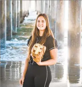  ?? Joe Katchka For The Times ?? HUNTINGTON BEACH star Zoe Prystajko, possibly the best pitcher in the Southern Section and a Stanford commit, also is hitting .556 with seven homers.