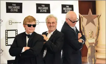  ??  ?? Above: Actor Barry Pearl, center and filmmaker Joey Travolta, right, pose with a student who participat­ed in creating “The Bizarre Zone” at Hutchins Street Square on Monday. The collection of short films was produced by Lodi Unified School District...