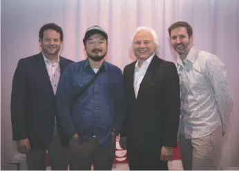  ?? CP FILE PHOTO ?? Albert Schultz, Ins Choi, Ivan Fecan and Kevin White, co producers and co-creators of the show Kim’s Convenienc­e, pose during the CBC season preview event in Toronto on May 26.