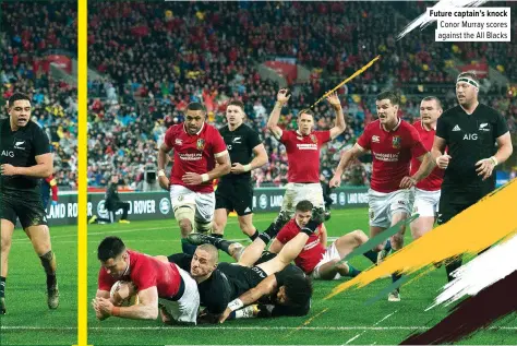  ??  ?? Future captain’s knock Conor Murray scores against the All Blacks