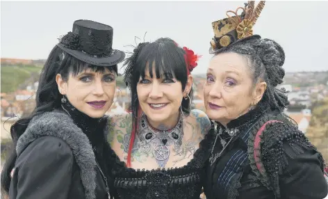  ??  ?? Louise Brannan, Julie Walton and Sandra Edwards at Whitby Goth Weekend.
